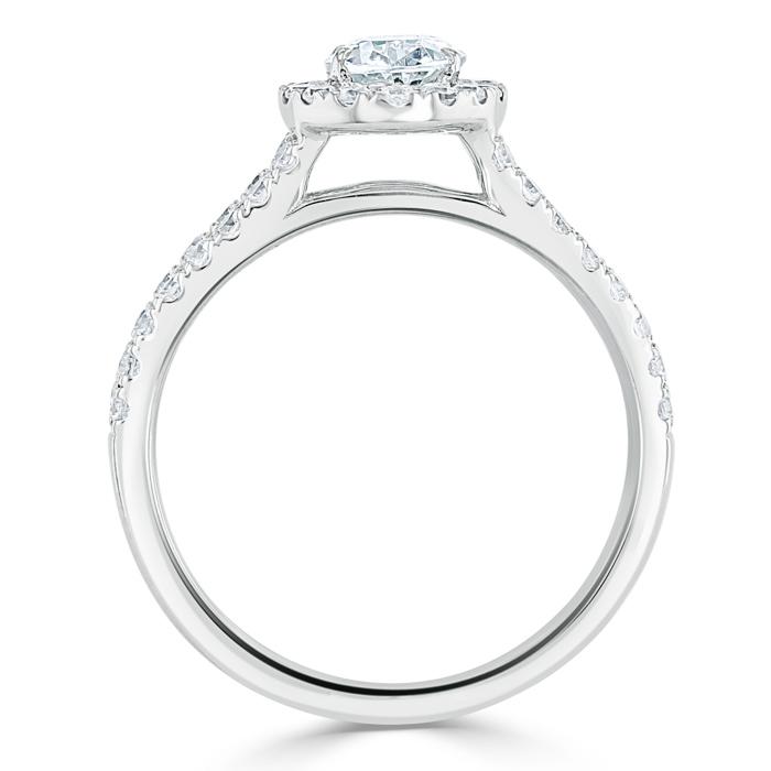 Oval Cut Lab Diamond Halo Engagement Ring, Tiffany Style
