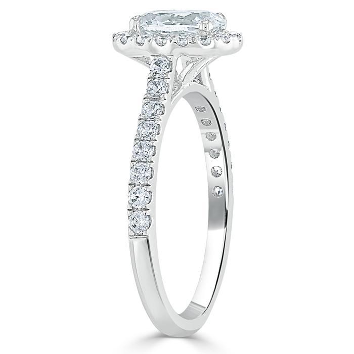 Oval Cut Lab Diamond Halo Engagement Ring, Tiffany Style