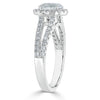Oval Cut Lab Diamond Halo Engagement Ring, Tiffany Style