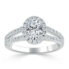 Oval Cut Lab Diamond Halo Engagement Ring, Tiffany Style