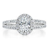 Oval Cut Lab Diamond Halo Engagement Ring, Tiffany Style
