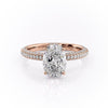 Oval Cut Lab Diamond Pavé Set Shoulders With Hidden Halo