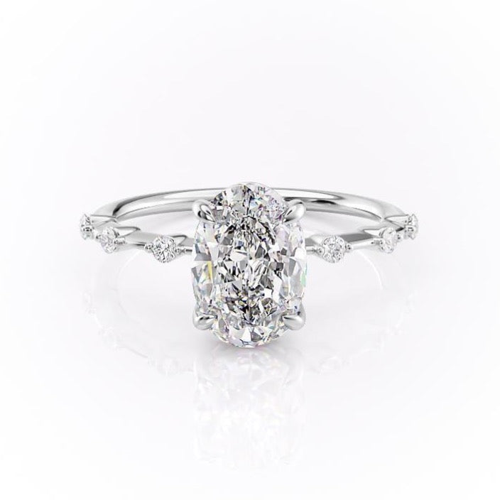 Oval Cut Lab Diamond Ring, Delicate Vintage Style