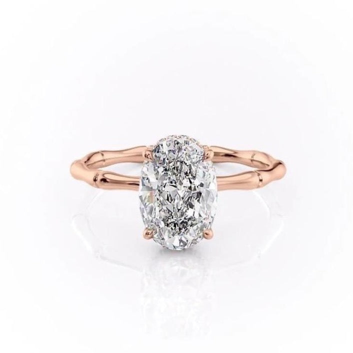 Oval Cut Lab Diamond Ring With Hidden Halo