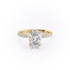 Oval Cut Lab Diamond Shoulder Set Ring With Block Halo
