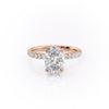 Oval Cut Lab Diamond Shoulder Set Ring With Block Halo