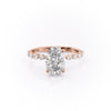 Oval Cut Lab Diamond Shoulder Set Ring With Hidden Halo