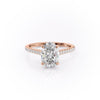 Oval Cut Lab Diamond Shoulder Set Ring With Hidden Halo