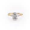 Oval Cut Lab Diamond Shoulder Set Ring With Hidden Halo