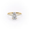 Oval Cut Lab Diamond Shoulder Set Ring With Hidden Halo