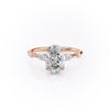 Oval Cut Lab Diamond Shoulder Set Ring With Hidden Halo