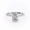 Oval Cut Lab Diamond Shoulder Set Ring With Hidden Halo