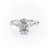 Oval Cut Lab Diamond Shoulder Set Ring With Hidden Halo