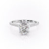 Oval Cut Lab Diamond Shoulder Set Ring With Hidden Halo