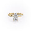 Oval Cut Lab Diamond Twisted Shoulder Set Ring With Hidden Halo