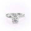 Oval Cut Lab Diamond Twisted Shoulder Set Ring With Hidden Halo