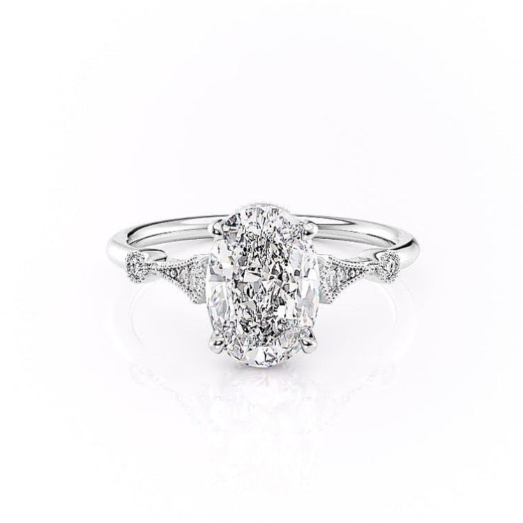 Oval Cut Lab Diamond Vintage Design