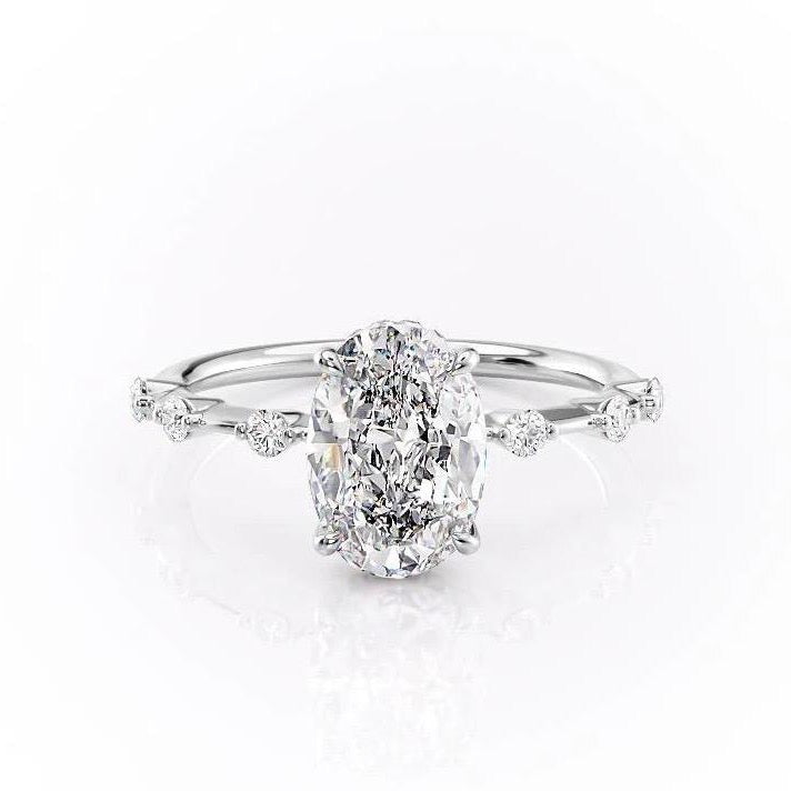 Oval Cut Lab Diamond With Stone Set Shoulders