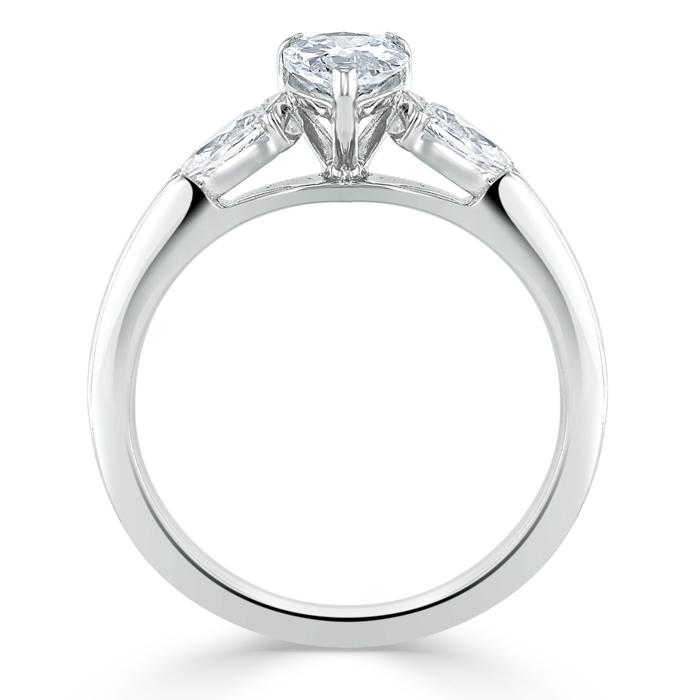 Pear Cut Lab Diamond Engagement Ring, Classic 3 Stone