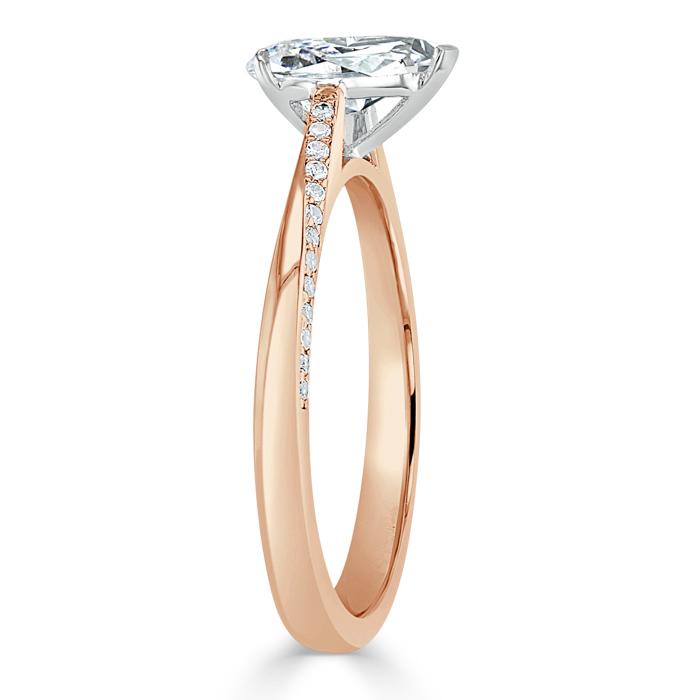 Pear Cut Lab Diamond Engagement Ring, Classic Style