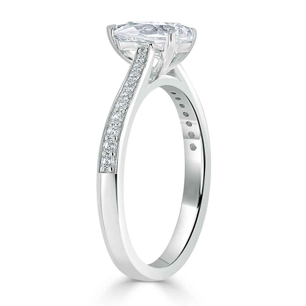 Pear Cut Lab Diamond Engagement Ring, Classic Style