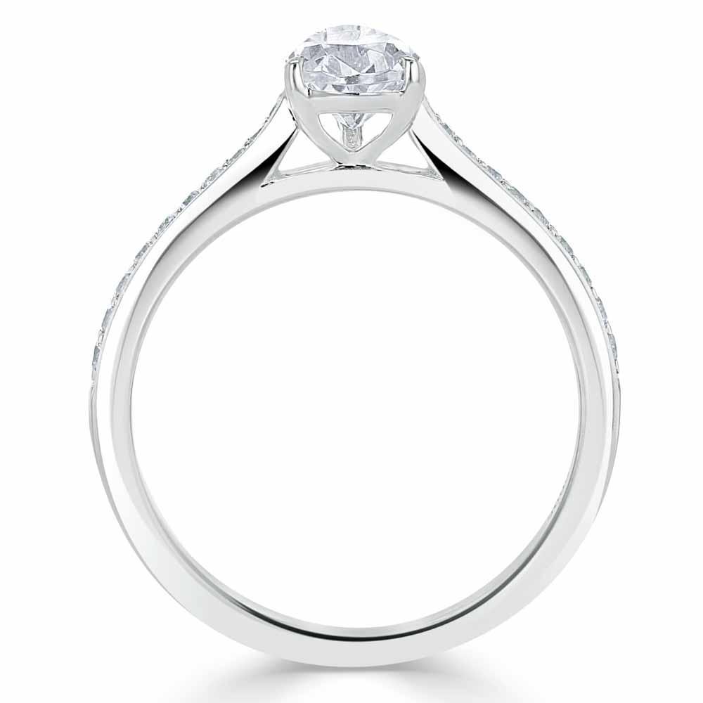 Pear Cut Lab Diamond Engagement Ring, Classic Style