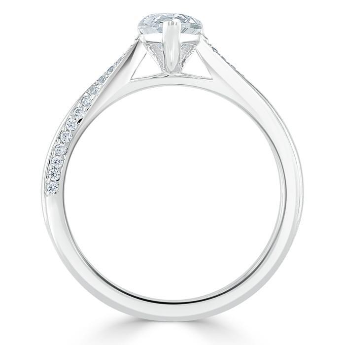Pear Cut Lab Diamond Engagement Ring, Classic Style