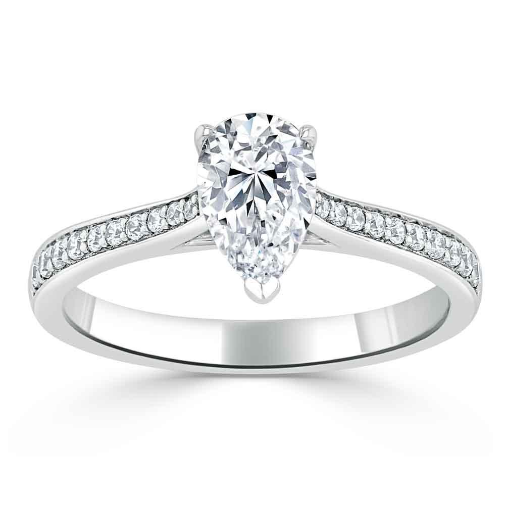 Pear Cut Lab Diamond Engagement Ring, Classic Style