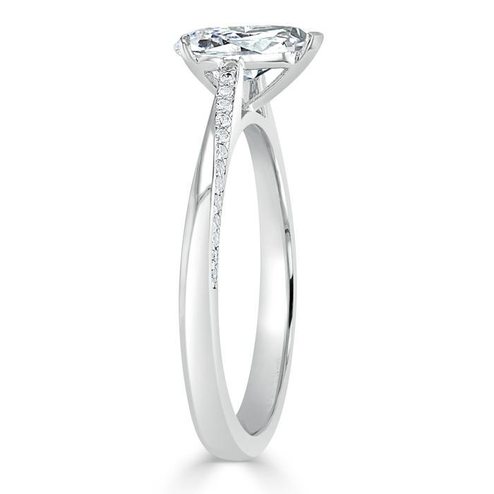Pear Cut Lab Diamond Engagement Ring, Classic Style