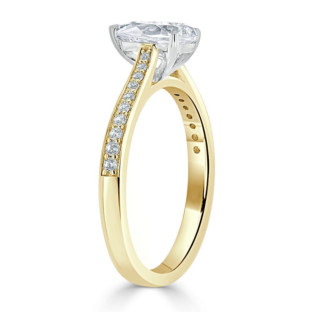 Pear Cut Lab Diamond Engagement Ring, Classic Style