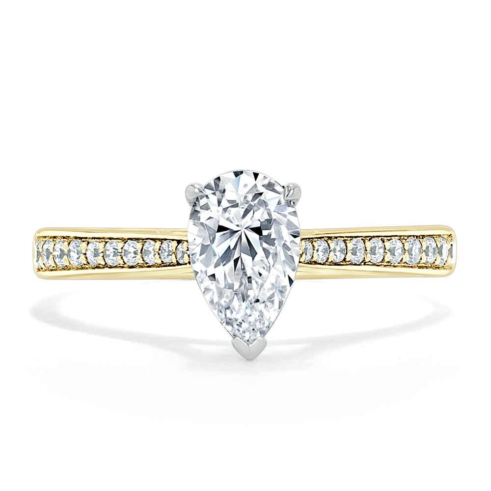 Pear Cut Lab Diamond Engagement Ring, Classic Style