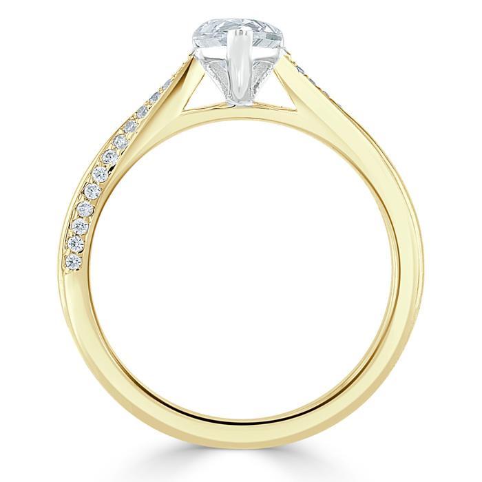 Pear Cut Lab Diamond Engagement Ring, Classic Style
