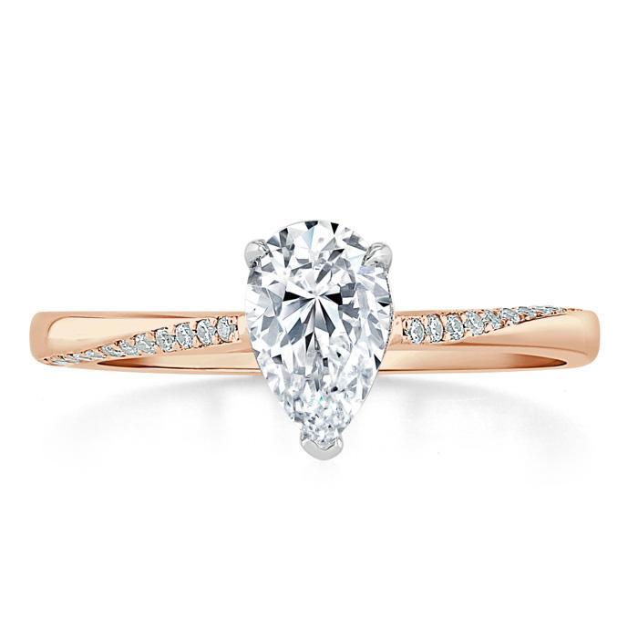 Pear Cut Lab Diamond Engagement Ring, Classic Style