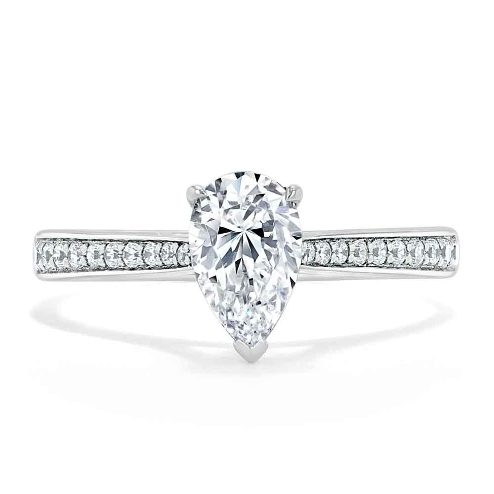 Pear Cut Lab Diamond Engagement Ring, Classic Style