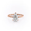 Pear Cut Lab Diamond Ring, Twisted Band With Hidden Halo