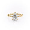 Pear Cut Lab Diamond Ring, Twisted Band With Hidden Halo