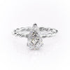 Pear Cut Lab Diamond Ring, Twisted Band With Hidden Halo