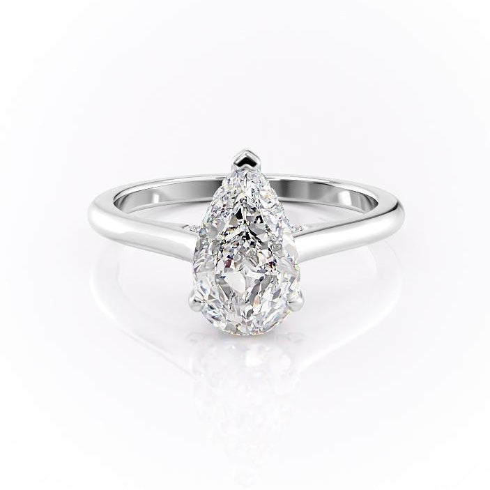 Pear Cut Lab Diamond Ring With Hidden Halo
