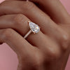Pear Cut Lab Diamond Ring With Pave Set Shoulders