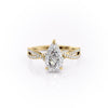 Pear Cut Lab Diamond Ring With Twisted Stone Set Shoulders