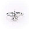 Pear Cut Lab Diamond Shoulder Set Ring With Hidden Halo