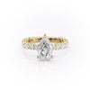 Pear Cut Lab Diamond Stone Set Shoulders With Hidden Halo