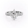Pear Cut Lab Diamond Stone Set Shoulders With Milgrain Edge