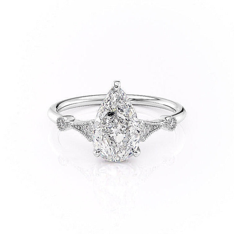 Pear Cut Lab Diamond Vintage Design