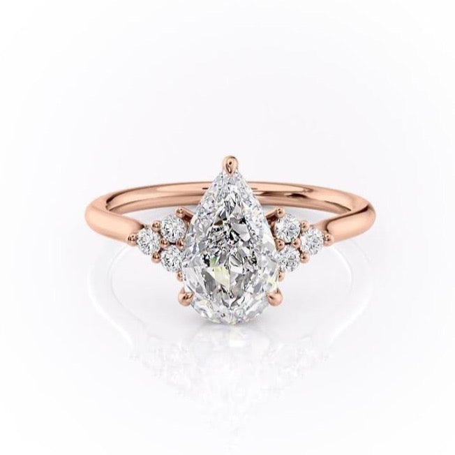 Pear Cut Lab Diamond With Side Stones