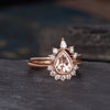 Pear Cut Morganite x2 Ring Set