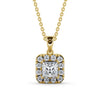 Princess Cut Classic Halo Pendant