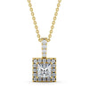 Princess Cut Classic Halo Pendant