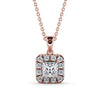 Princess Cut Classic Halo Pendant