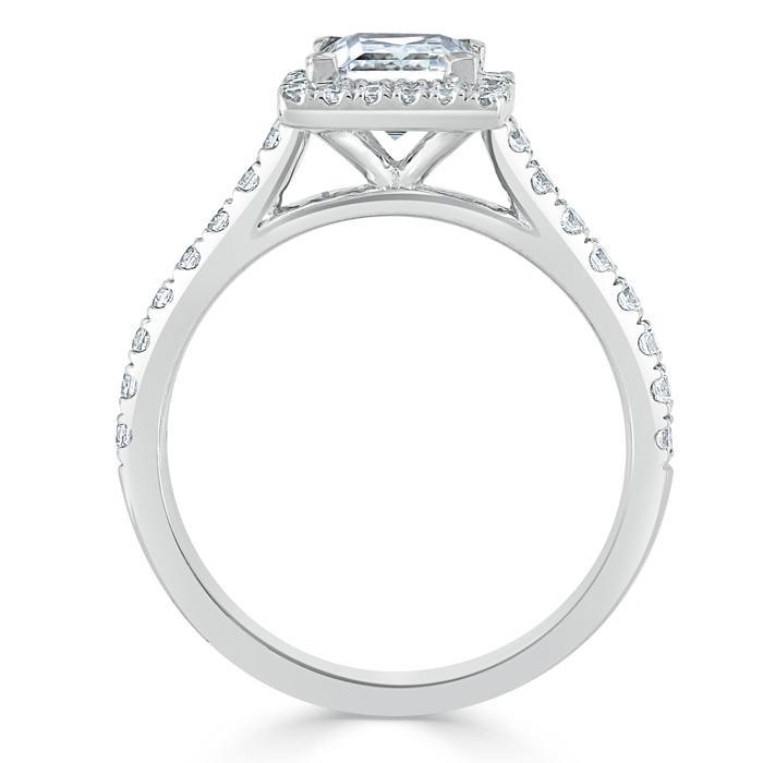 Princess Cut Lab Diamond Engagement Ring, Classic Halo
